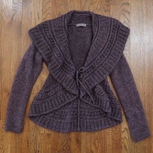 Elsamanda Purple Front-Tie Sweater Small
